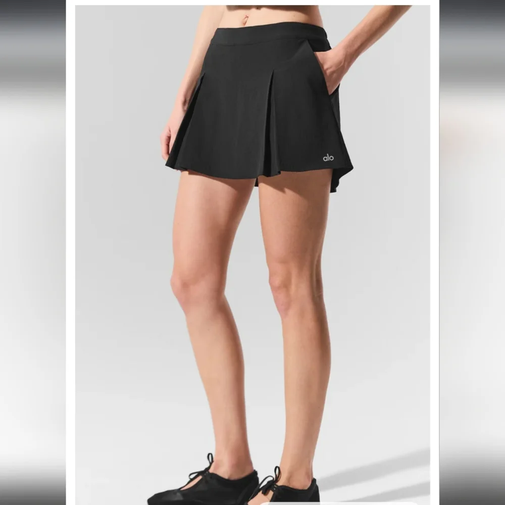 ALO Yoga Dreamscape Black Tennis Skirt